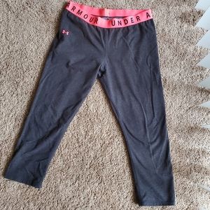 Gray and Pink Cropped Leggings- Under Armour